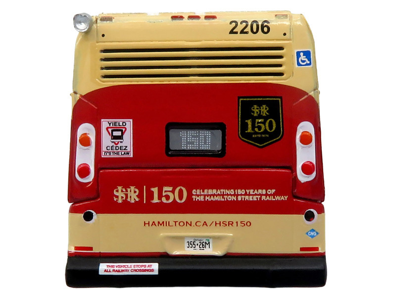 Nova Bus LFS HEV Transit Bus "Hamilton Street Railway 150th Anniversary" Cream and Red "The Bus & Motorcoach Collection" Limited Edition to 504 pieces Worldwide 1/87 (HO) Diecast Model by Iconic Replicas