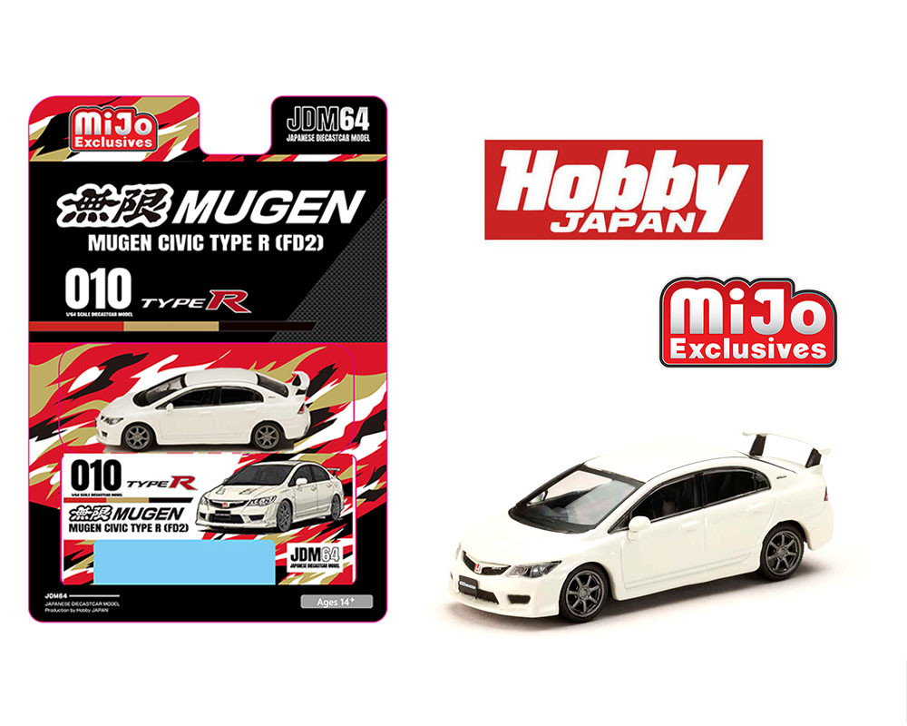 1/64 Hobby Japan Honda Mugen Civic Type R (FD2) (Championship White ) Diecast Car Model
