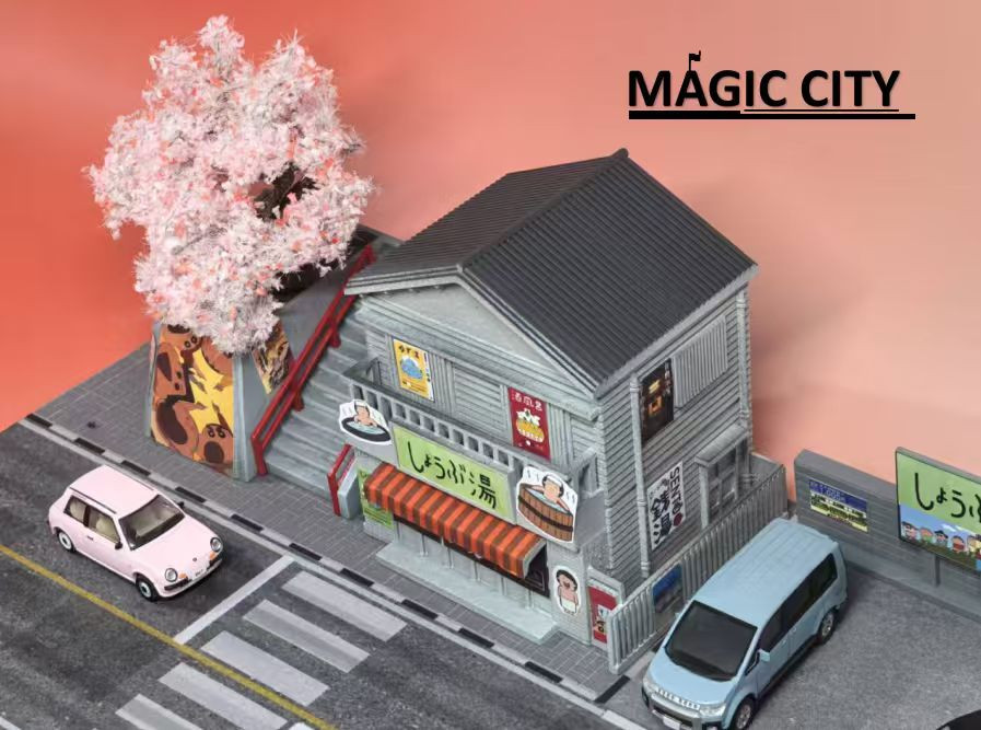 1/64 Magic City Japan Sento, Onsen Ryokan with Cherry Blossom Tree