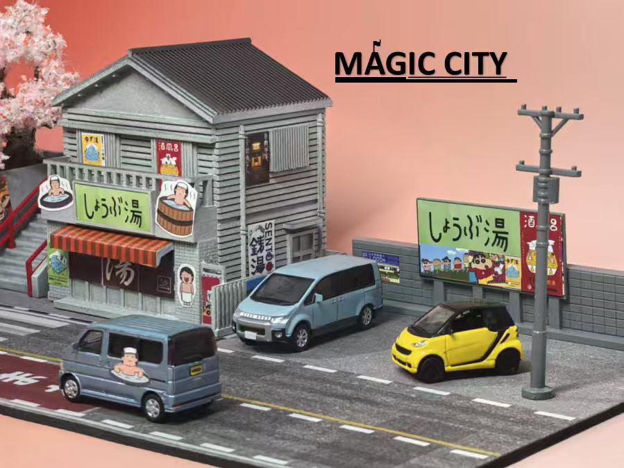 1/64 Magic City Japan Sento, Onsen Ryokan with Cherry Blossom Tree