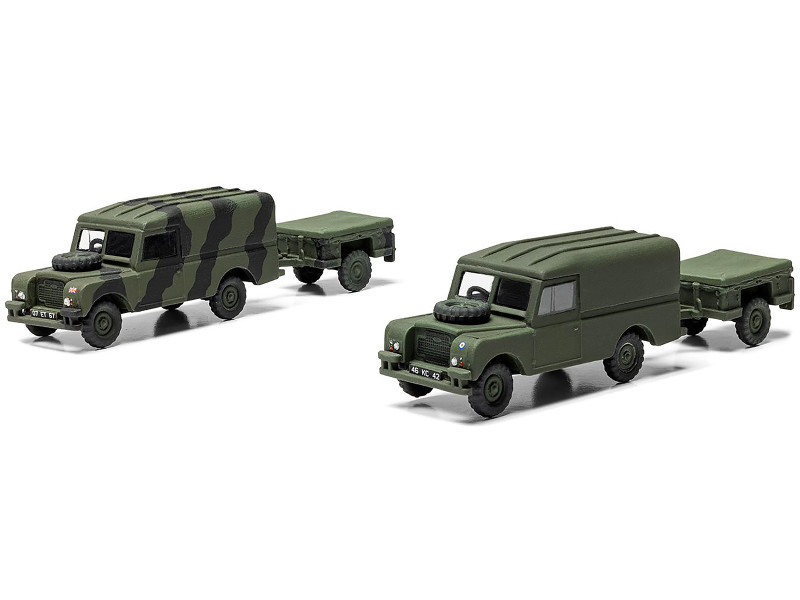 Level 2 Model Kit Land Rover LWB (Hard Top) Truck and Trailer with 2 Scheme Options 1/76 Scale Plastic Model Kit by Airfix