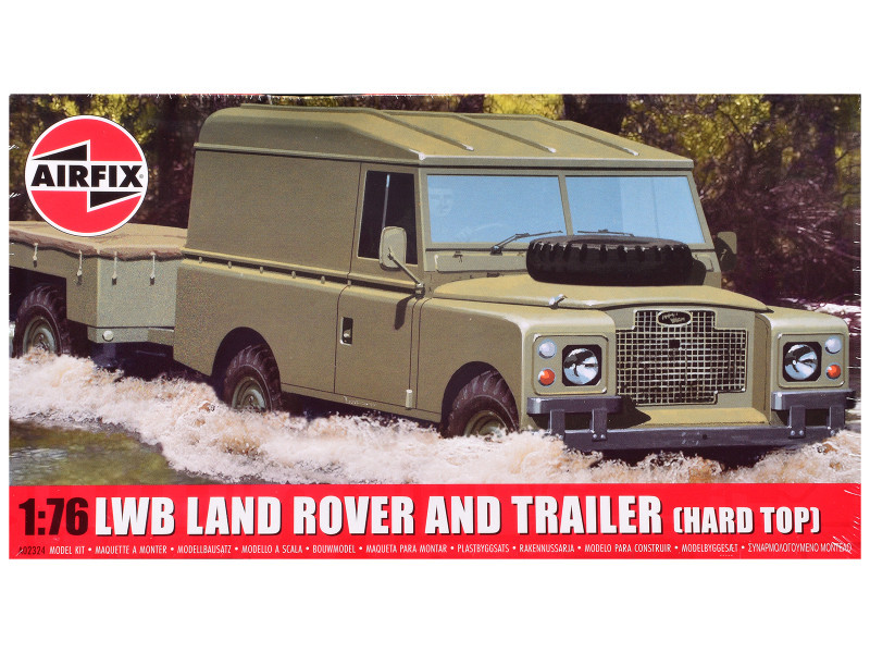 Level 2 Model Kit Land Rover LWB (Hard Top) Truck and Trailer with 2 Scheme Options 1/76 Scale Plastic Model Kit by Airfix
