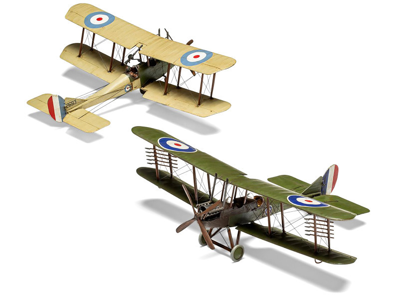 Level 2 Model Kit Royal Aircraft Factory BE2c Aircraft with 2 Scheme Options 1/72 Scale Plastic Model Kit by Airfix