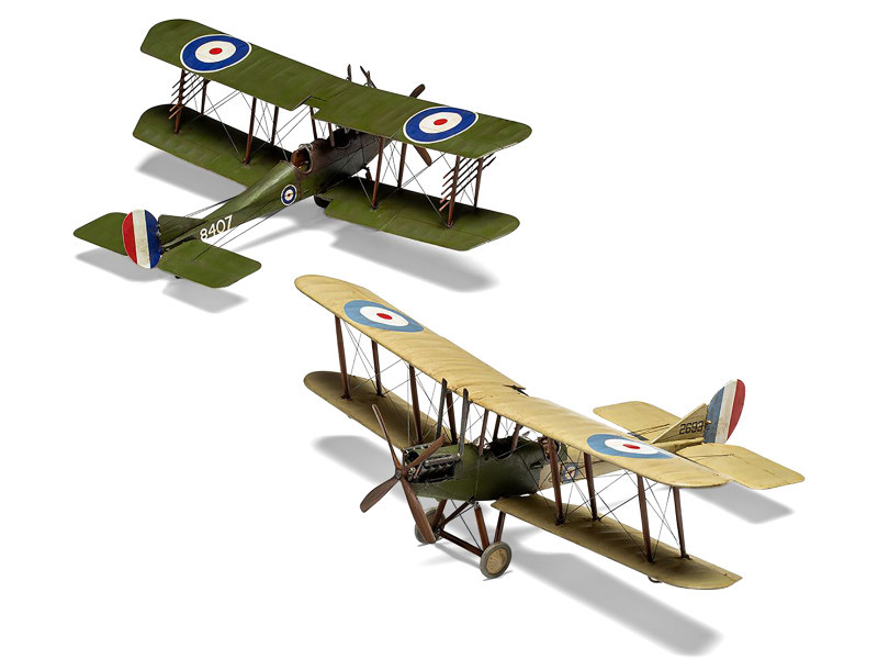 Level 2 Model Kit Royal Aircraft Factory BE2c Aircraft with 2 Scheme Options 1/72 Scale Plastic Model Kit by Airfix