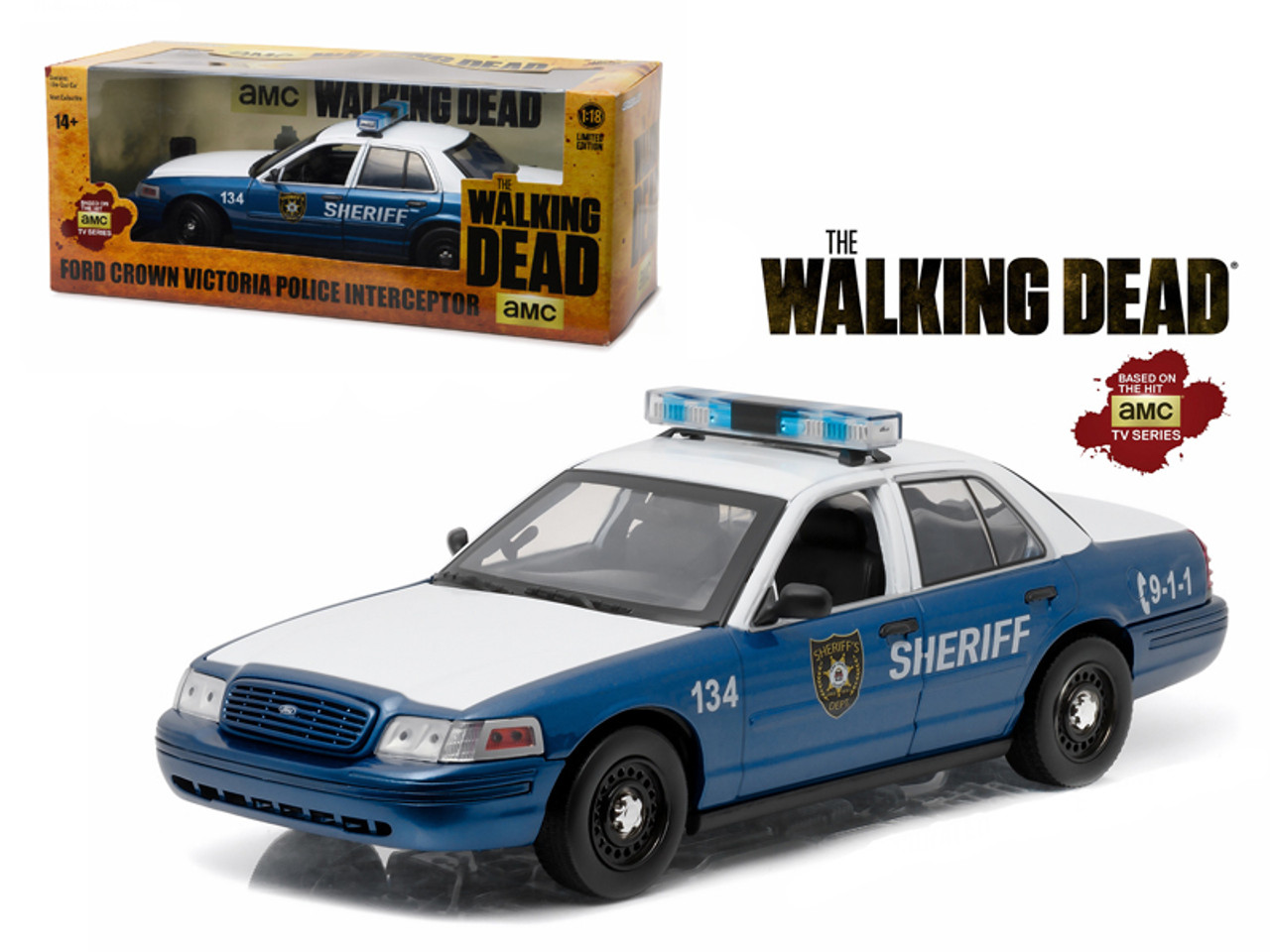 Rick and Shane's 2001 Ford Crown Victoria Police Interceptor "The Walking Dead" (2010-2015 TV Series) 1/18 Diecast Model Car by Greenlight