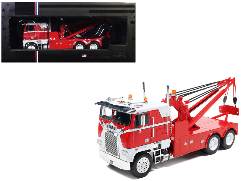 1987 Freightliner FLA Tow Truck Red and White 1/43 Diecast Model by IXO Models