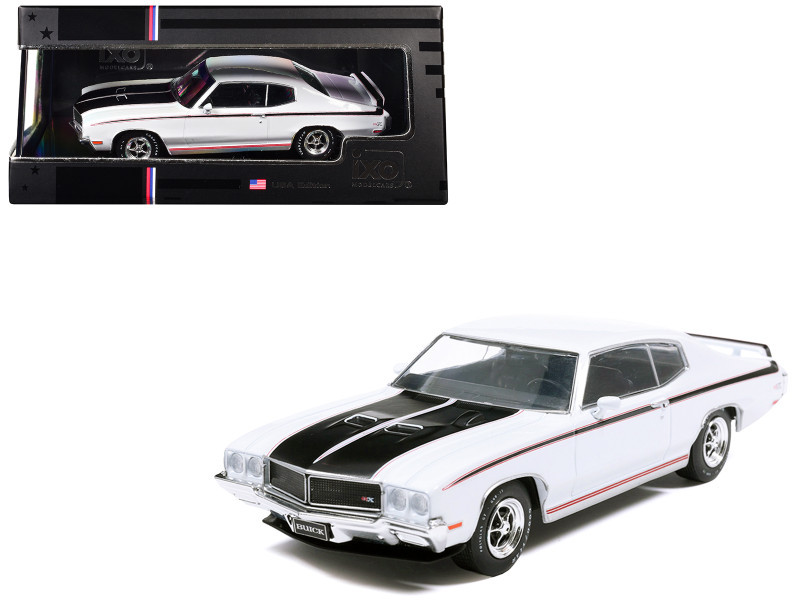 1970 Buick GSX Apollo White with Black and Red Stripes 1/43 Diecast Model by IXO Models