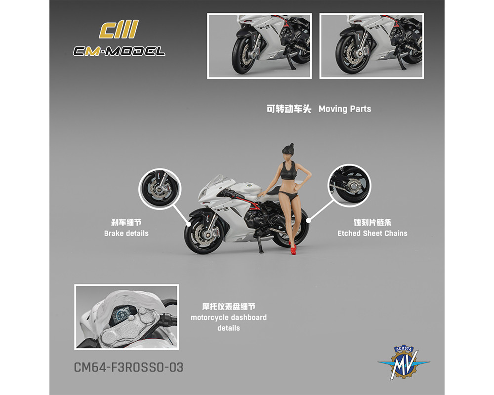 1/64 CM Model MV Agusta F3Rosso (White) with Showgirl Model