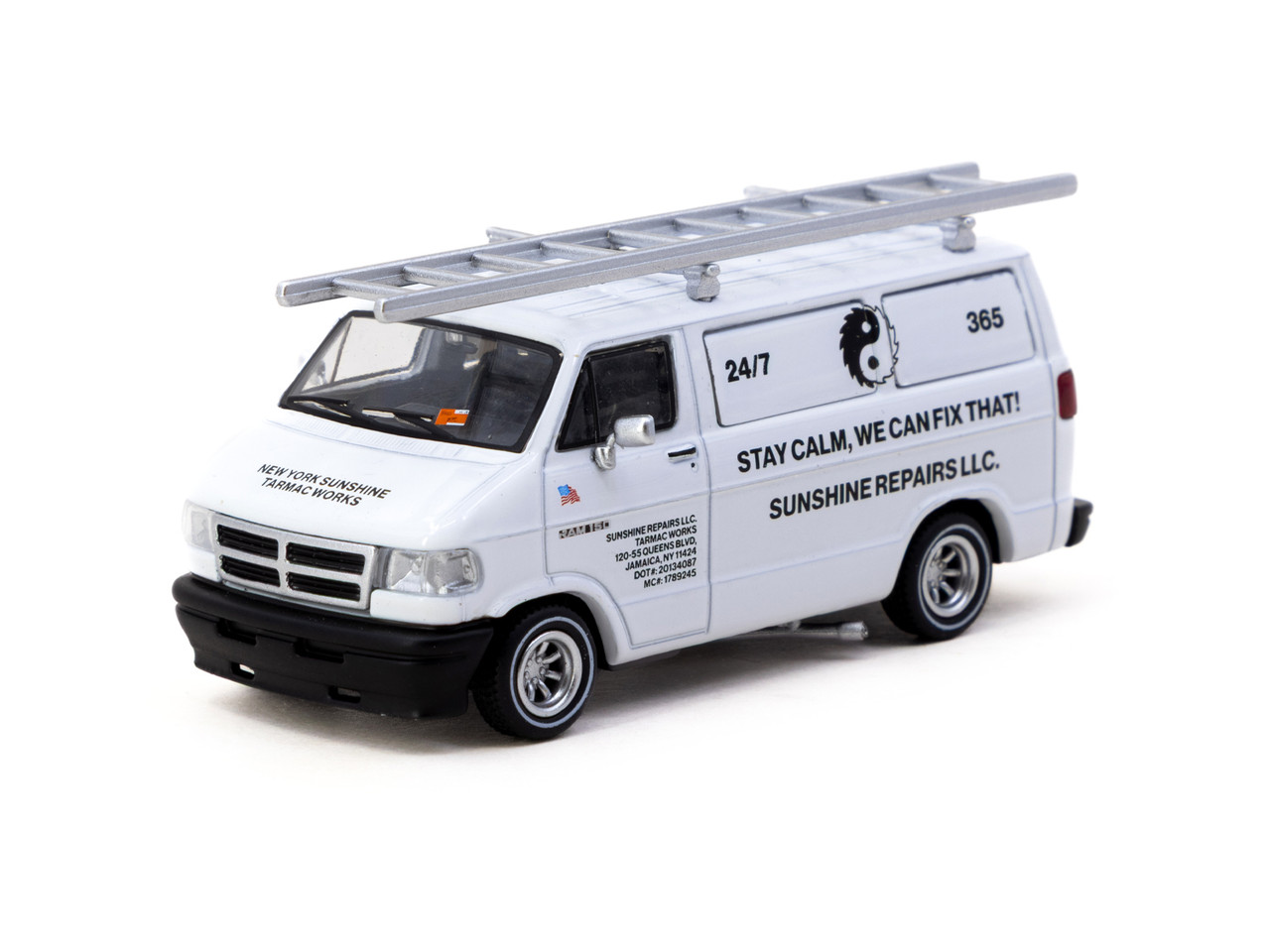 1/64 Tarmac Works Dodge Van, New York Sunshine (White) Diecast Car