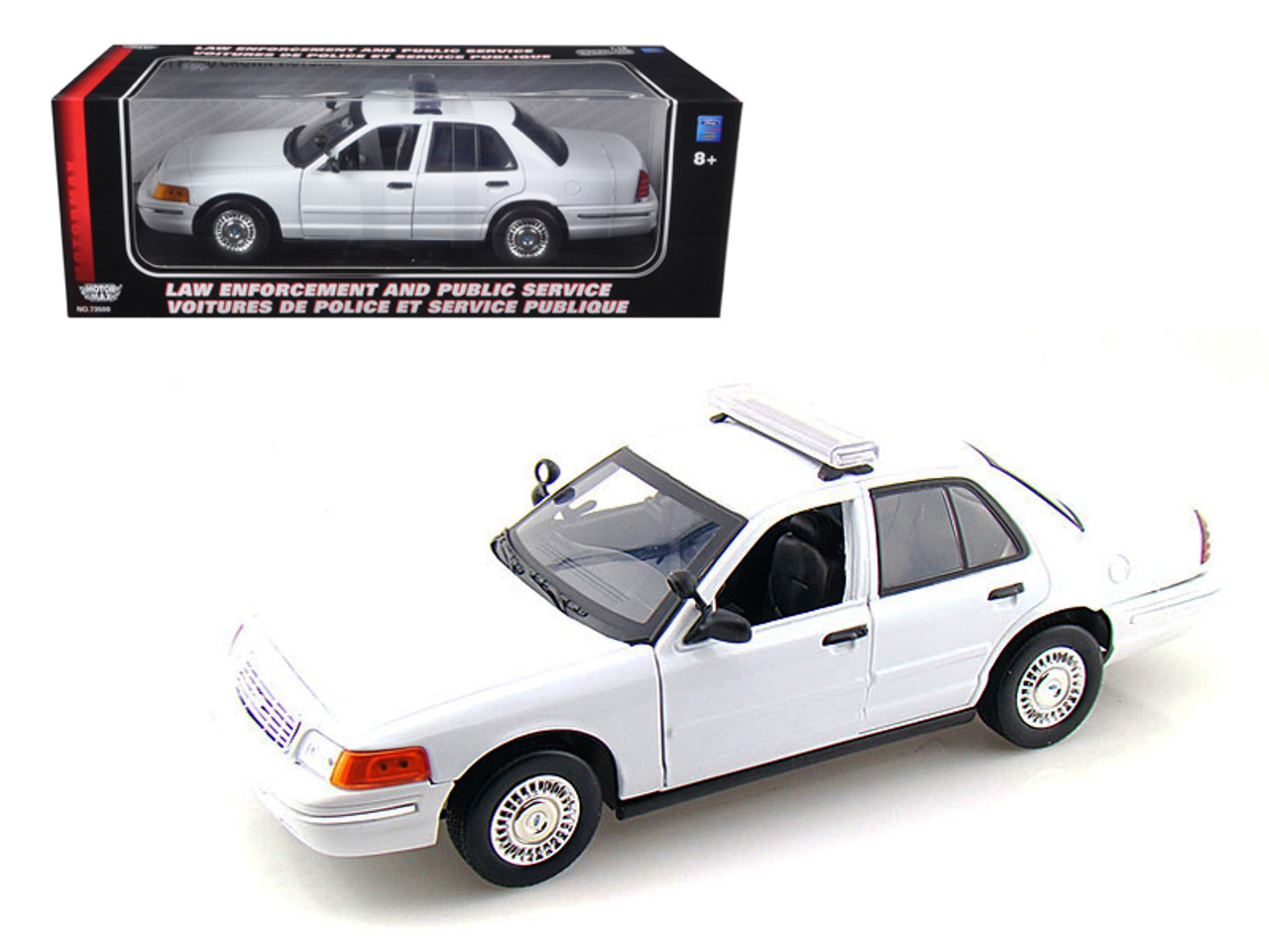 2001 Ford Crown Victoria Unmarked White Police Car 1/18 Diecast Model Car by Motormax