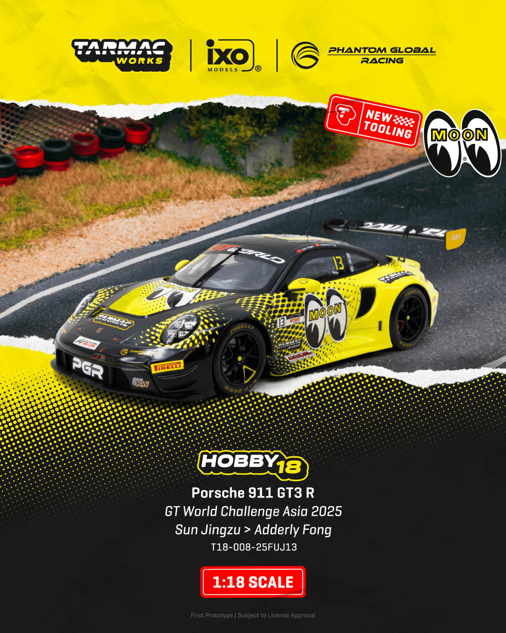 1/18 Tarmac Works 2025 Porsche 911 GT3 R GT World Challenge Asia