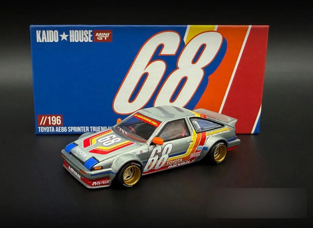 CHASE CAR 1/64 Kaido House Toyota AE86 Sprinter Trueno Kaido Racing V1 #68 (Raw Metal Silver) Diecast Car Model