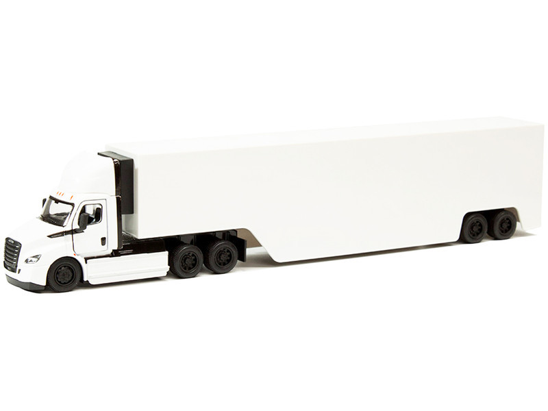Freightliner eCascadia Truck with Container Trailer White 1/62 Diecast Model Car by Kinsmart