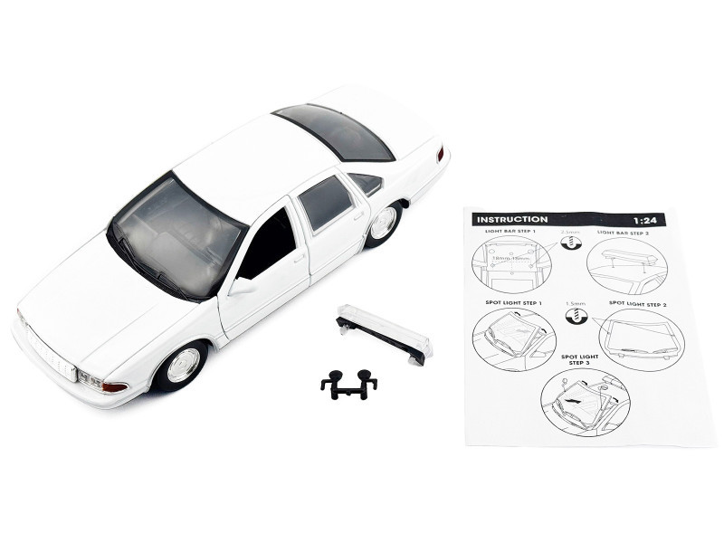 1993 Chevrolet Caprice Police Car Unmarked White "Custom Builder's Kit" Series 1/24 Diecast Model Car by Motormax