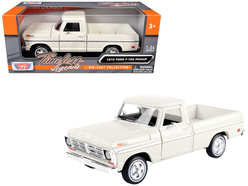 1972 Ford F-100 Pickup Truck Cream "Timeless Legends" Series 1/24 Diecast Model Car by Motormax