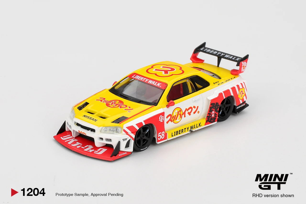 1/64 Mini GT Nissan Skyline GT-R R R34 Nissan LB-ER34 Super