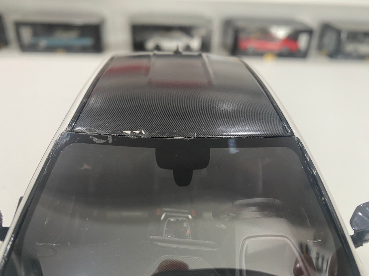 DEFECT AS-IS 1/18 BMW M3 Competition (G80) Alpine White Resin Car Model with Custom Display Case