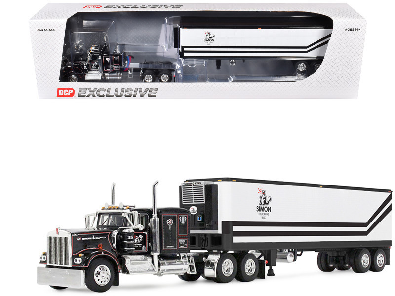 1/64 First Gear Kenworth W900A with 60” Flat Top Sleeper & 40’ Vintage Trailer with Reefer (Dick Simon Trucking) Diecast Model