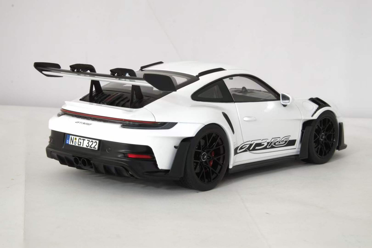 1/18 Norev 2023 Porsche 911 GT3 RS 992 (White) Diecast Car Model with Custom Mounted Display Showcase