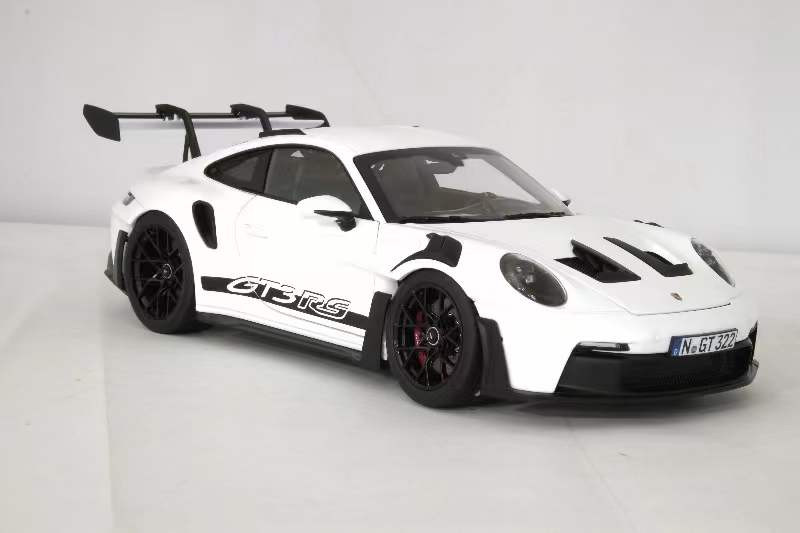 1/18 Norev 2023 Porsche 911 GT3 RS 992 (White) Diecast Car Model with Custom Mounted Display Showcase