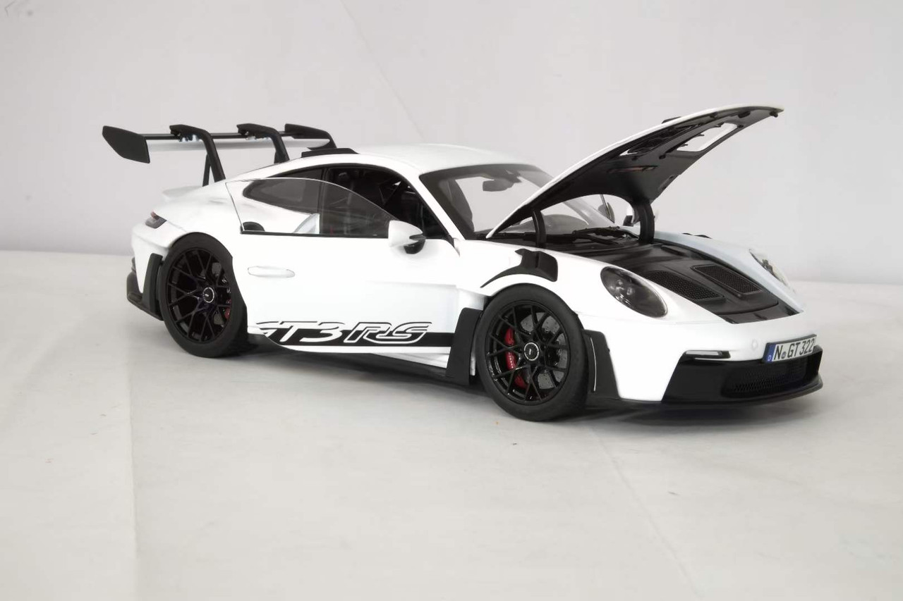 1/18 Norev 2023 Porsche 911 GT3 RS 992 (White) Diecast Car Model with Custom Mounted Display Showcase