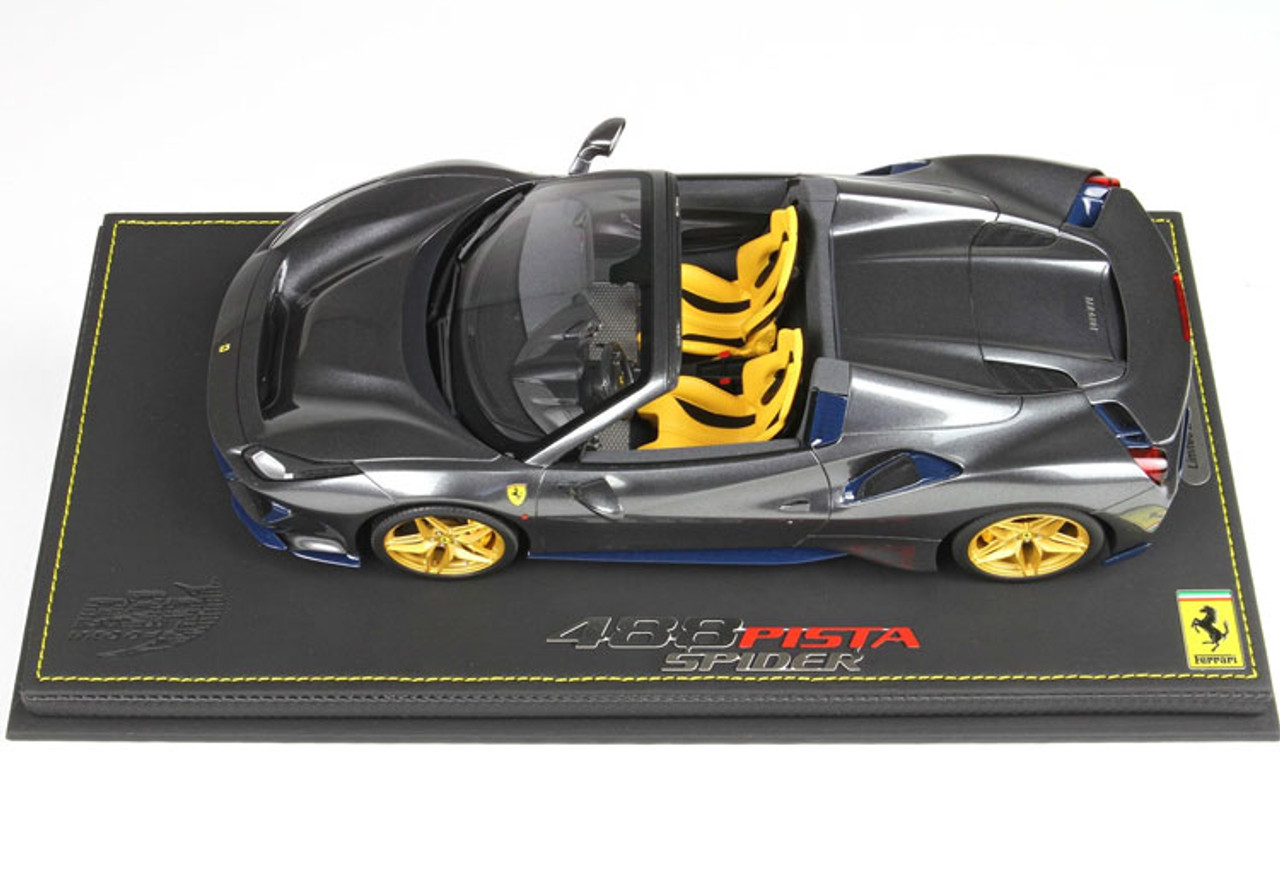 1/18 BBR Ferrari 488 Pista Spider (Grey w/ Yellow Wheels) Resin Car Model Limited