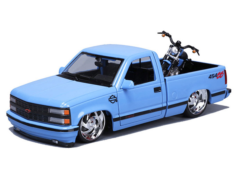 1993 シボレー 454SS & 2007 XL 1200Nナイトスターブルー 1/24 Maisto 1993 Chevrolet 454SS Pick-Up & 2007 XL 1200N Nightster