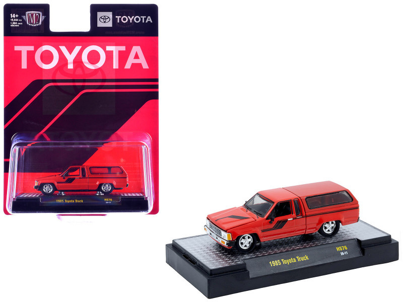 1/64 M2 Machines 1985 Toyota Truck with Camper Shell (Red) Diecast Car Model