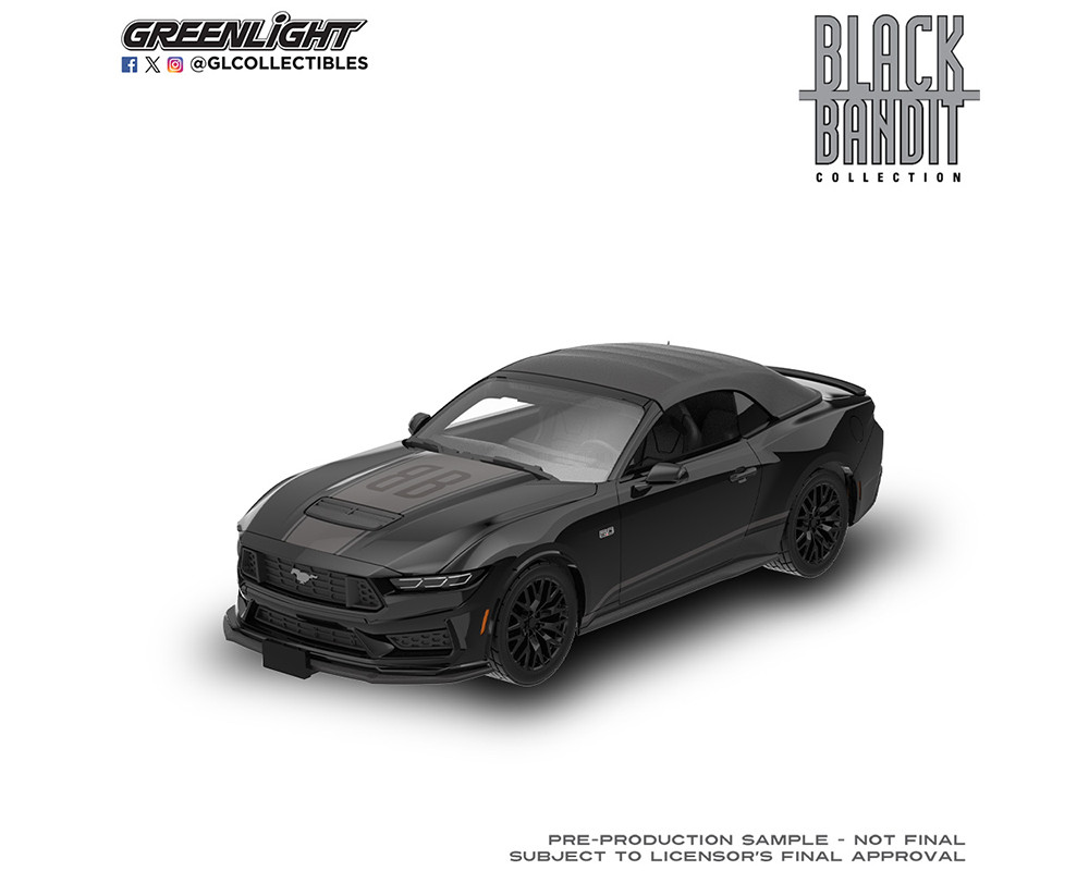1/64 Greenlight 2024 Ford Mustang GT Convertible Top Up (Black Bandit Series 31 2026) Diecast Car Model