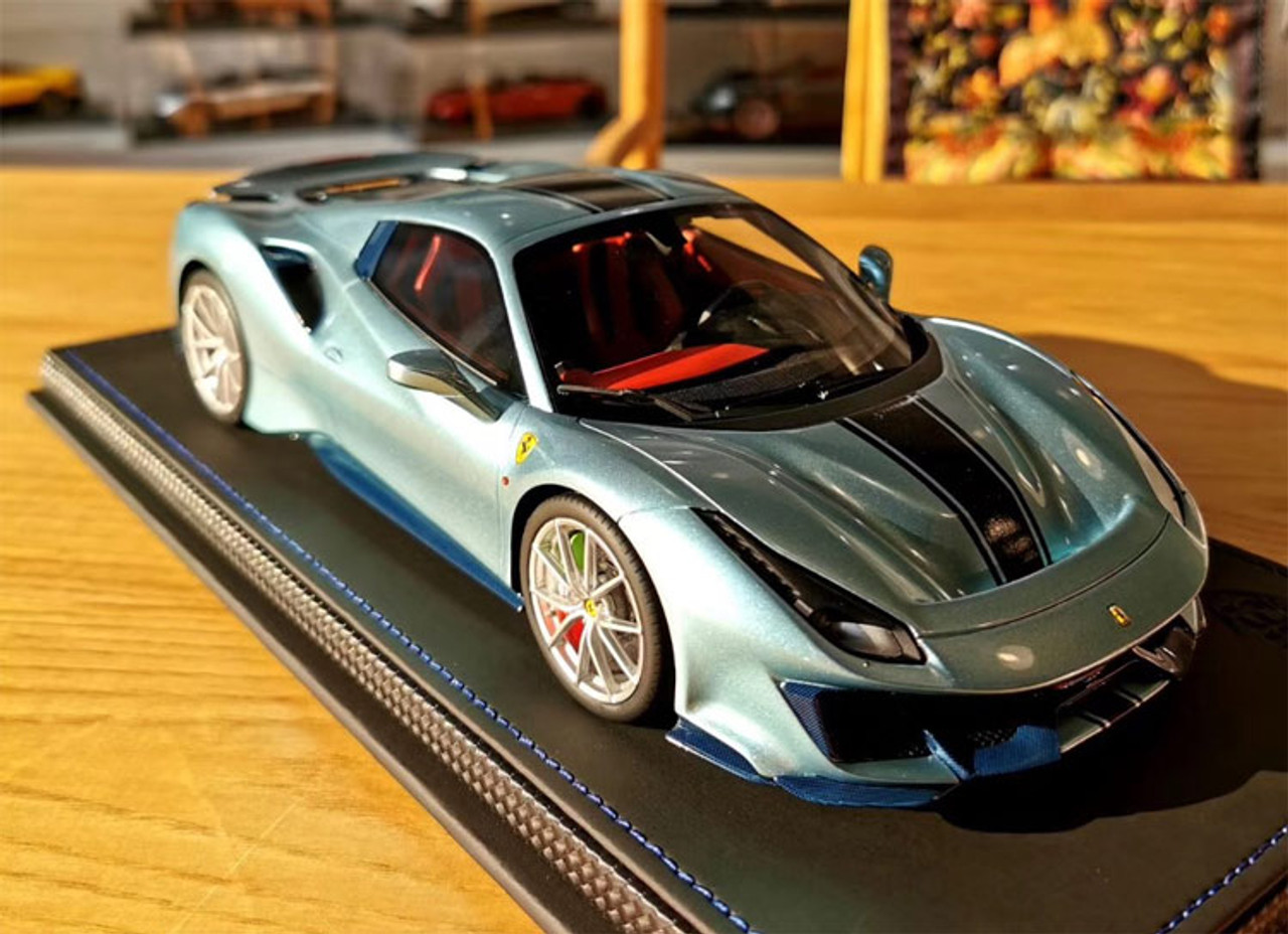 1/18 BBR Ferrari 488 Pista Spider Light Blue Resin Car Model