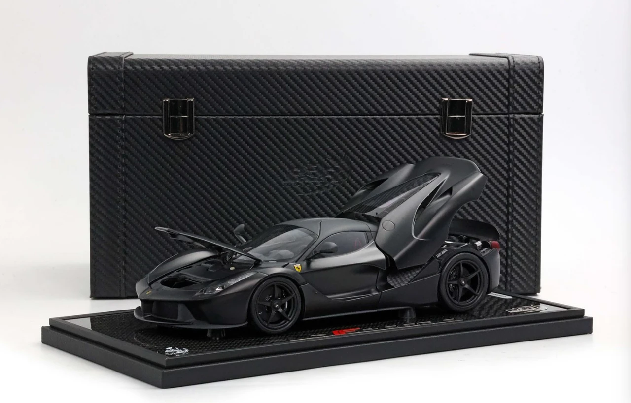 1/18 BBR 2012 Ferrari LaFerrari (Matte Black) Diecast Car Model with Carbon Base & Special Leather Case Limited 20 Pieces
