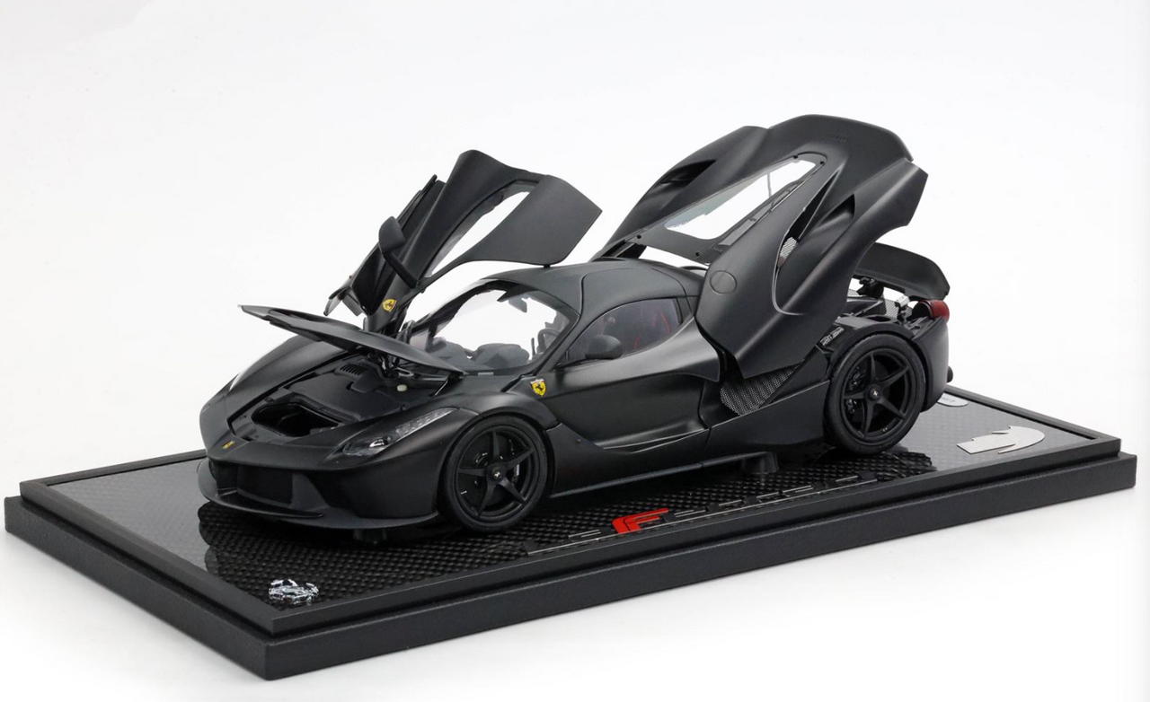 1/18 BBR 2012 Ferrari LaFerrari (Matte Black) Diecast Car Model with Carbon Base & Special Leather Case Limited 20 Pieces