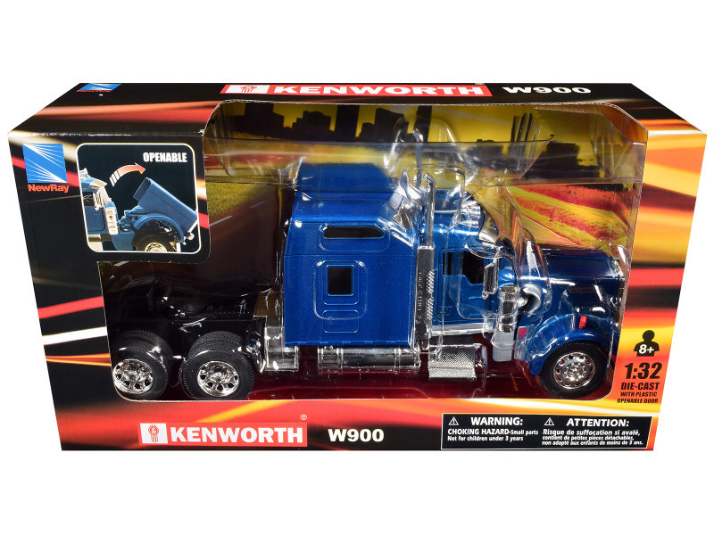 Kenworth W900 Truck Tractor Blue Metallic 1/32 Diecast Model by New Ray