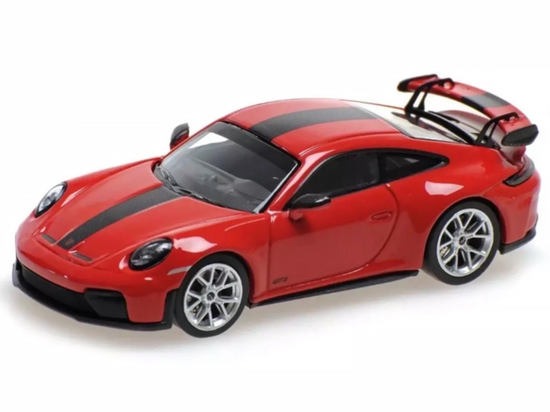 2025 Porsche 911 (992.2) GT3 Weissach Package Red with Carbon Stripe Limited Edition to 240 pieces Worldwide 1/64 Diecast Model Car by Minichamps