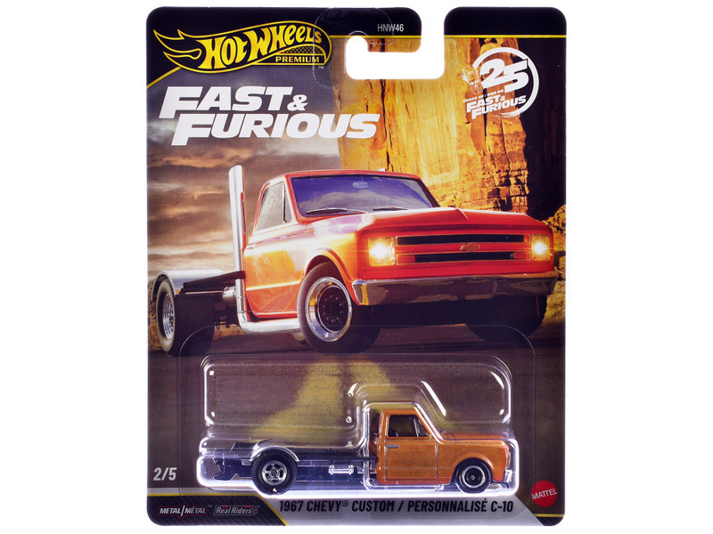 1967 Chevrolet C-10 Custom Bedless Truck Orange Metallic "Furious 7" (2015) Movie "Fast & Furious" Series Diecast Model Car by Hot Wheels