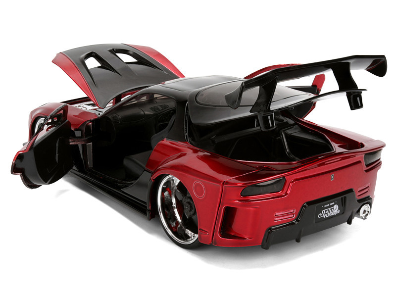 1995 Mazda RX-7 Widebody RHD (Right Hand Drive) "VeilSide" Black and Red Metallic "JDM Tuners" Series 1/24 Diecast Model Car by Jada
