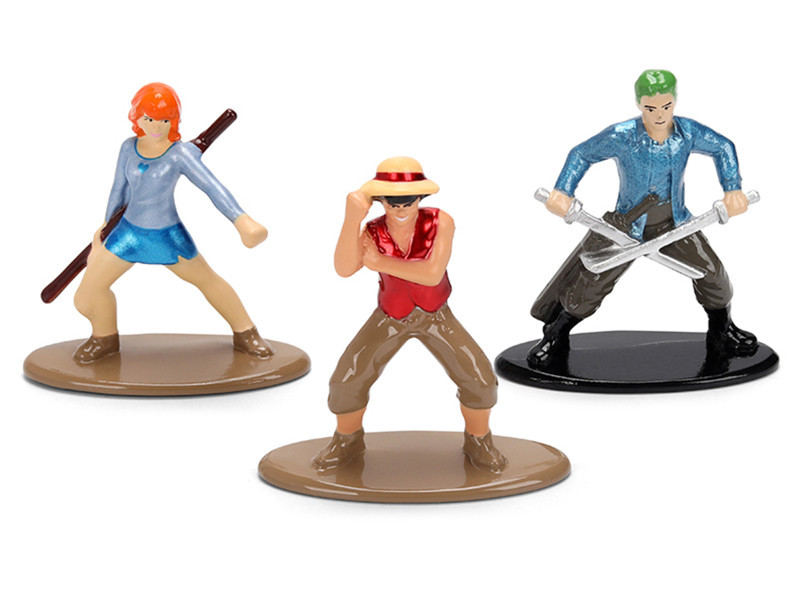 Set of 3 Diecast Figures "One Piece" (2023-Current) TV Series "Nano Metalfigs" Series Diecast Models by Jada