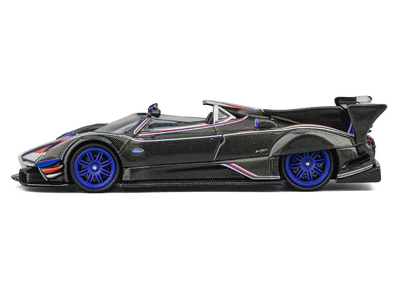Pagani Zonda Revo Barchetta Carbon with Red White and Blue Stripes 1/64 Diecast Model Car by CM Model