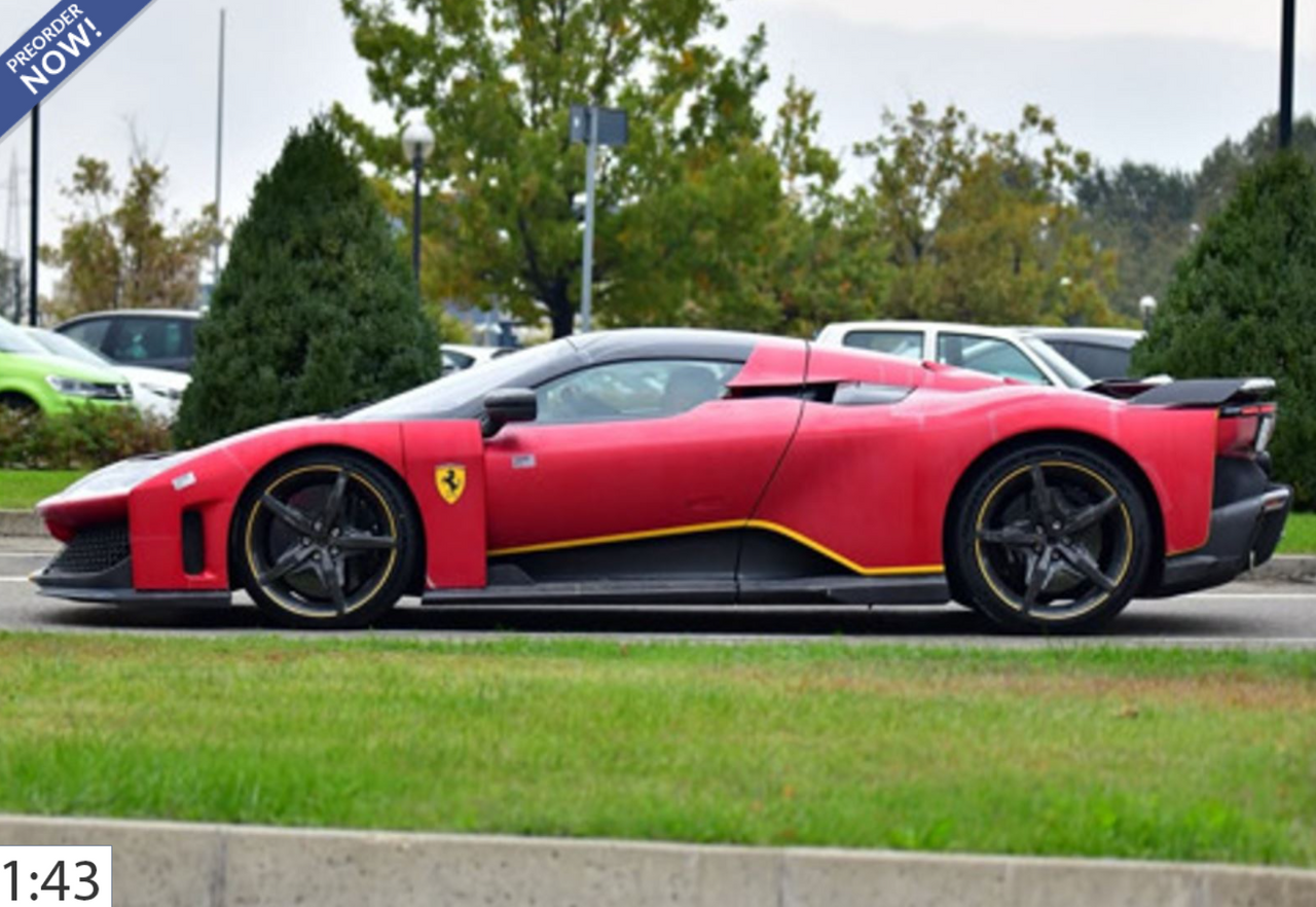 1/43 BBR Ferrari F80 (Rosso Magma Matte Red with Yellow Accent) Car Model Limited 48 Pieces