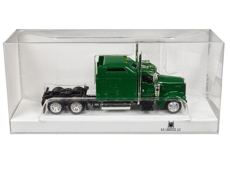 Kenworth W900L Truck Tractor with Sleeper Cab Green 1/87 (HO) Scale Plastic Model Car by HO Logistics