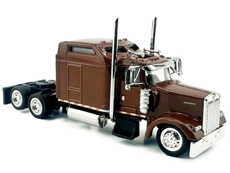 Kenworth W900L Truck Tractor with Sleeper Cab Brown Metallic 1/87 (HO) Scale Plastic Model Car by HO Logistics
