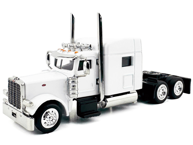 Peterbilt 389 Truck Tractor with Sleeper Cab White 1/87 (HO) Scale Plastic Model Car by HO Logistics