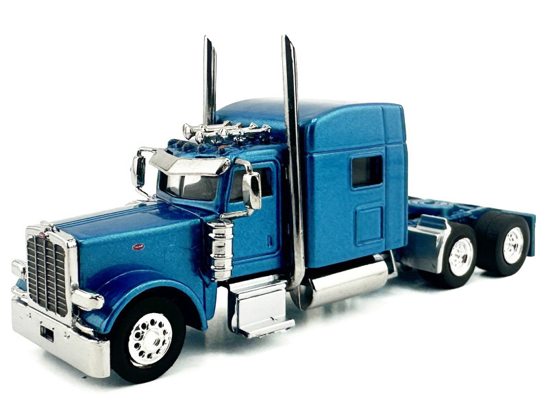 Peterbilt 389 Truck Tractor with Sleeper Cab Blue Metallic 1/87 (HO) Scale Plastic Model Car by HO Logistics