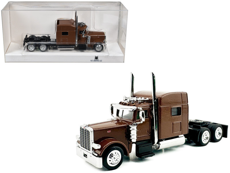 Peterbilt 389 Truck Tractor with Sleeper Cab Brown Metallic 1/87 (HO) Scale Plastic Model Car by HO Logistics