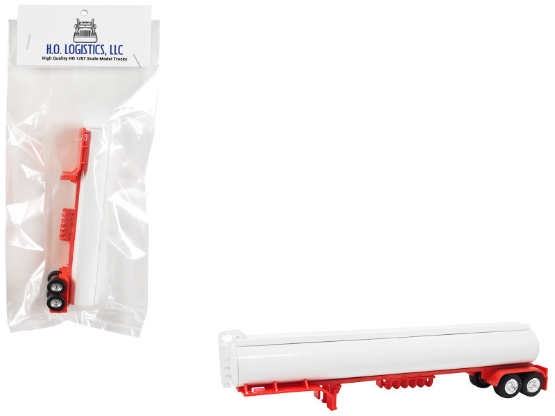 Tanker Trailer White and Red 1/87 (HO) Scale Plastic Model by HO Logistics