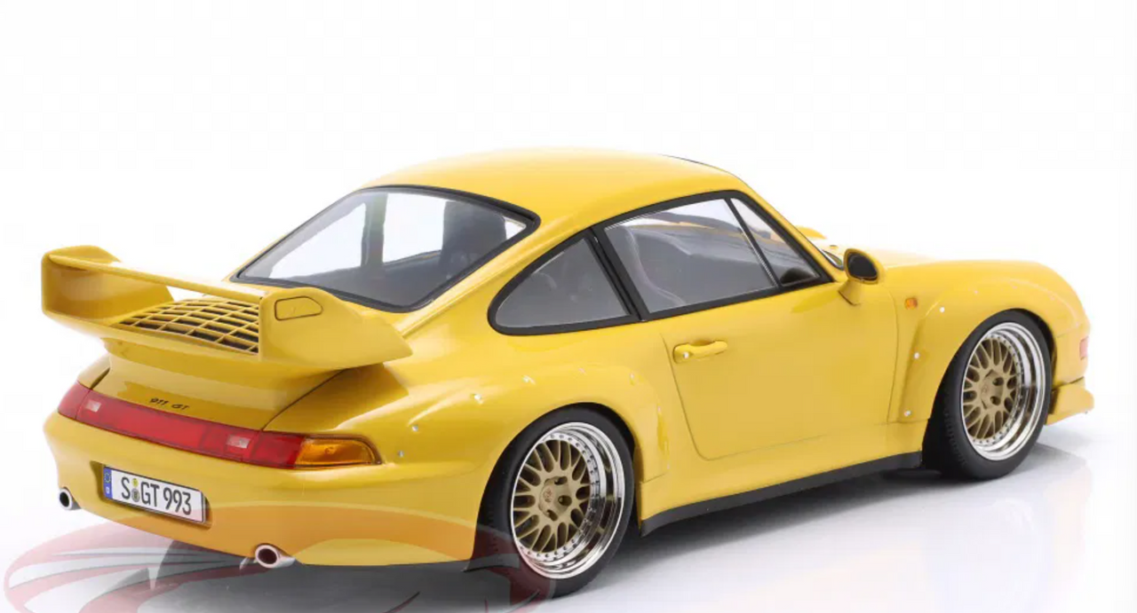 1/18 KK-Scale 1996 Porsche 911 (993) GT2 (Speed Yellow with BBS Wheels) Diecast Car Model