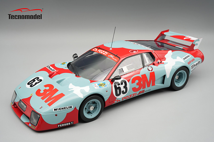 1/18 Tecnomodel Ferrari 512 BB/LM Le Mans 24h 1979 car #63 JMS Racing - C-H. Pozzi DNF Driver: C. Ballot-Léna - M. Leclère - P. Gregg Limited Edition Car Model