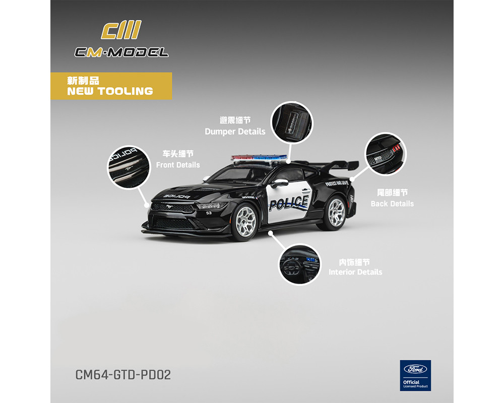 1/64 CM Model Ford Mustang GTD Police Diecast Car Model