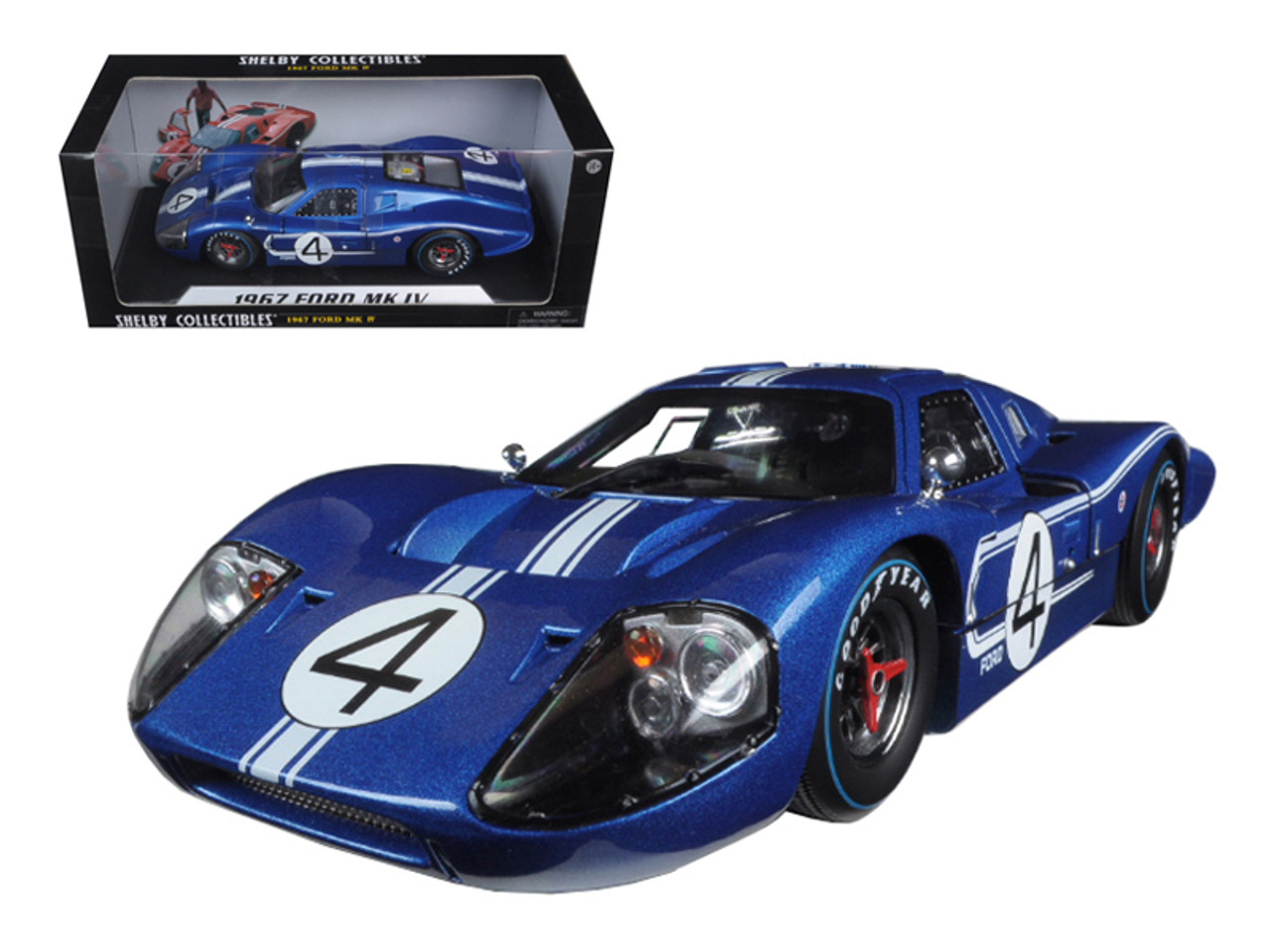 1/18 Shelby Collectibles 1967 Ford GT MK IV #4 Blue L. Ruby - D. Hulme Le  Mans 24 Hours Diecast Car Model