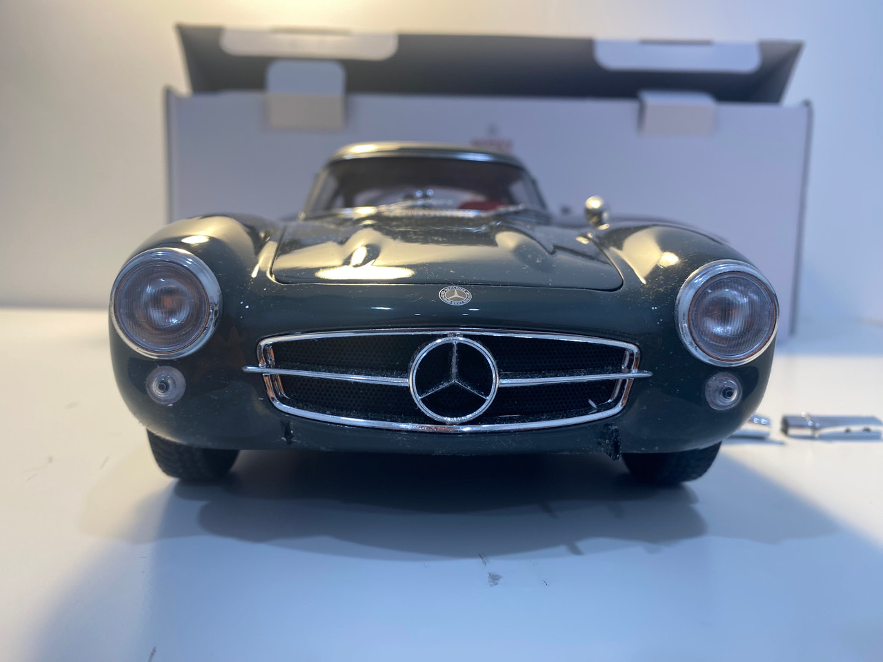 DAMAGED AS-IS 1/12 Norev 1954 Mercedes-Benz 300 SL 300SL (Graphite Grey) Diecast Car Model